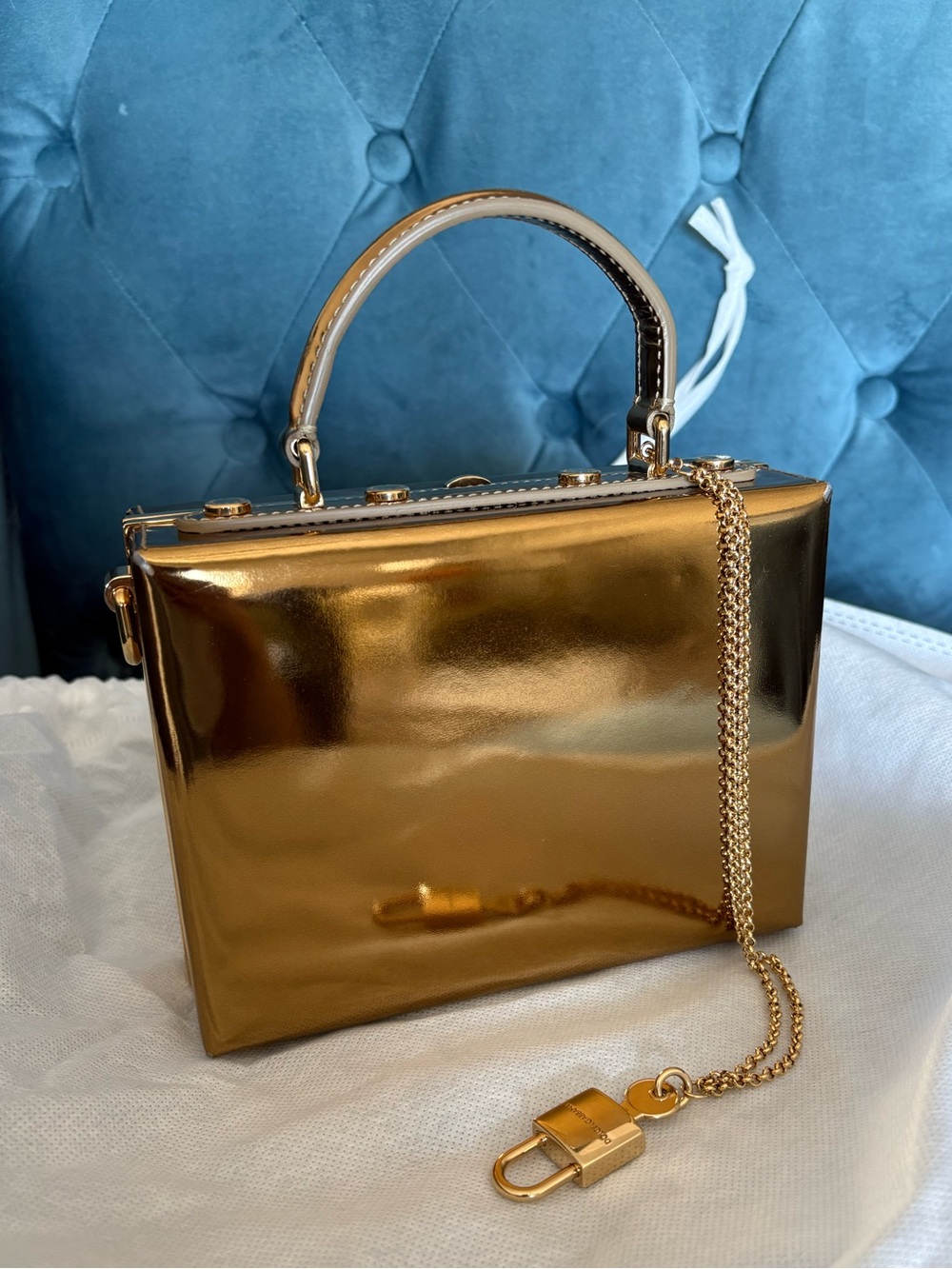 Dolce & Gabbana gold  Metallic Top-Handle Box Bag